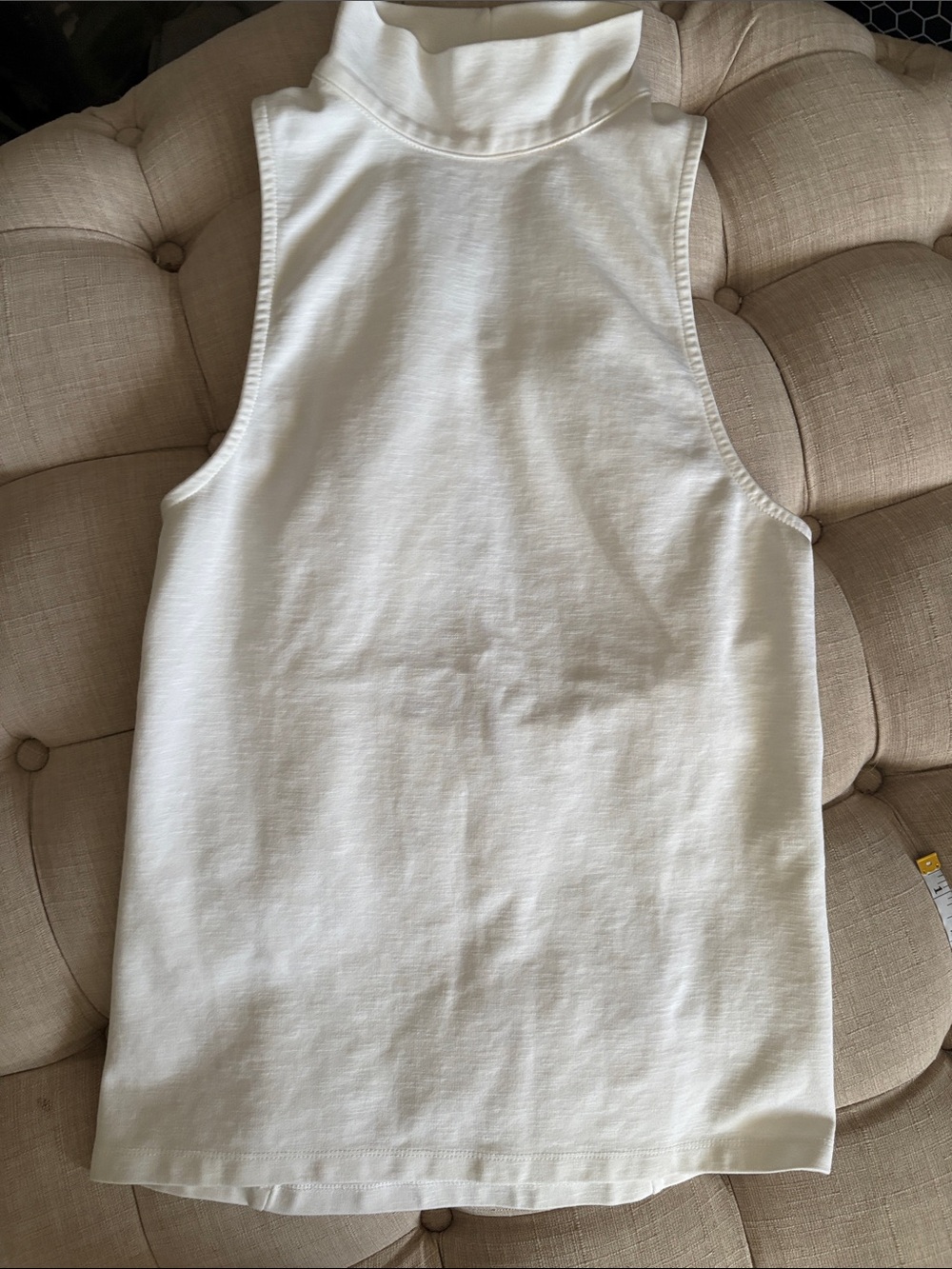 Free People Cream Sleeveless Mock Neck Top